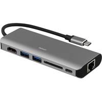 Dockningsstation USB-C till USB-C/USB-A/HDMI/RJ45/SD, Deltaco