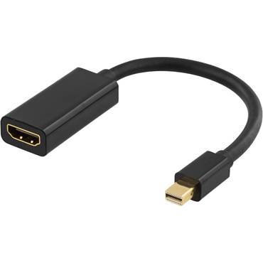 P8552479 Adapter Mini DisplayPort - HDMI med ljud 4K 0,2 meter svart Deltaco