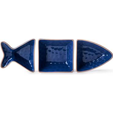 P8554673 Fish servingsskål 3 delar, blå