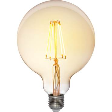 P8554868 LED Filament Airam E27 globlampa 125mm 1,3W amber 125lm mycket varmvit