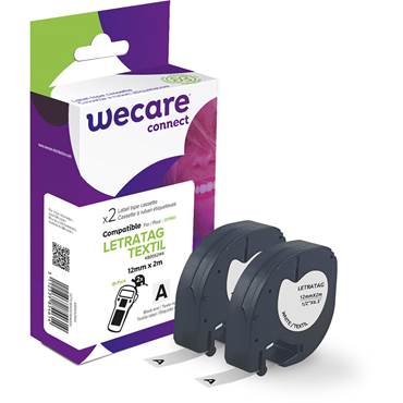 P8559090 Märkband Wecare plast för textil svart/vit 12 mm 2 Meter