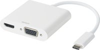 USB-C-HDMI/VGA/Ljud/USB-C 100W Deltaco Vit