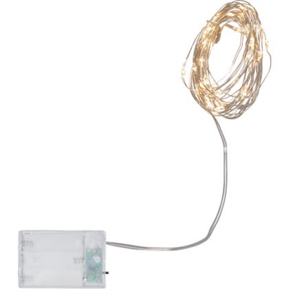 Ljusslinga Dew Drop batteri silver 4 m varmvit