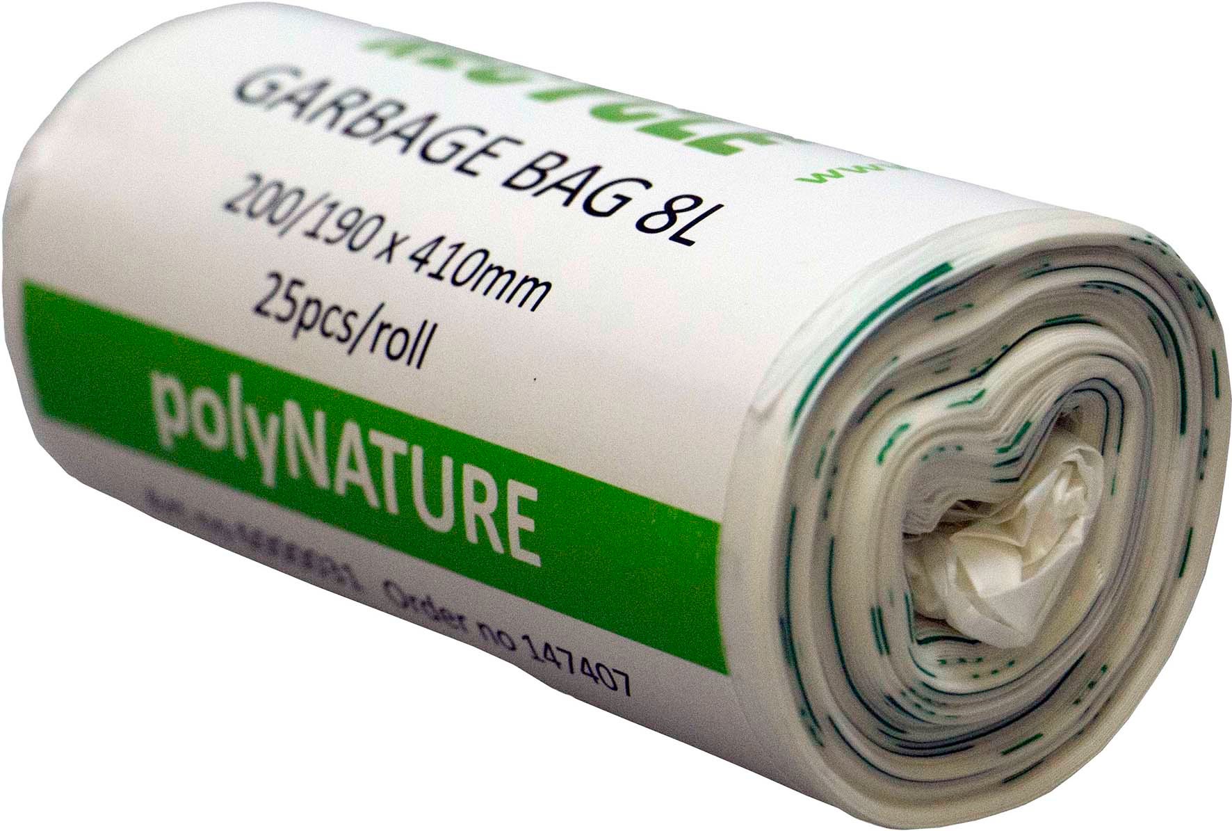 Soppåse Polynature 8 liter vit 25/rulle