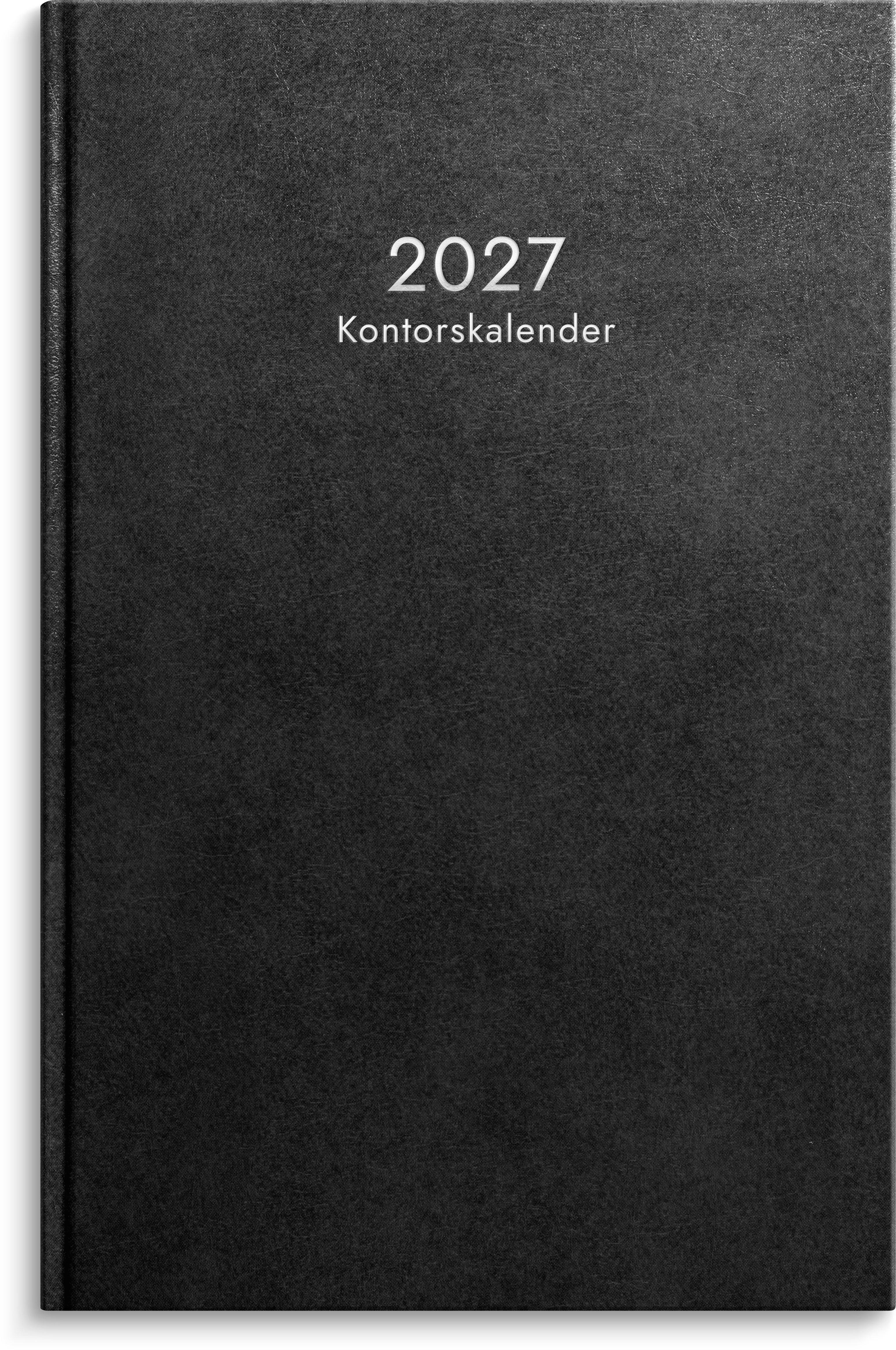 Kontorskalender 2027 svart konstläder Burde