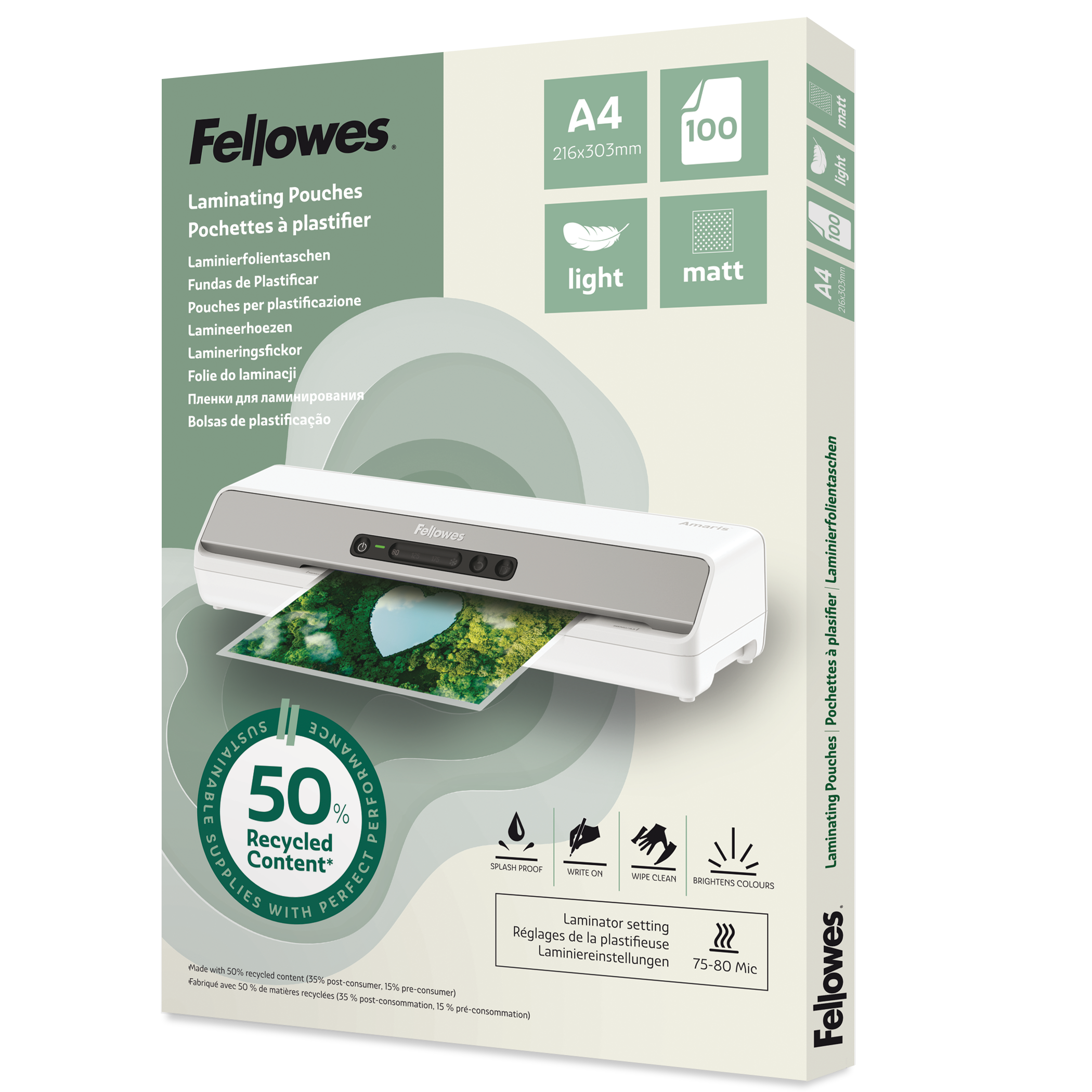 Lamineringsfickor Recycled matt 100-pack Fellowes