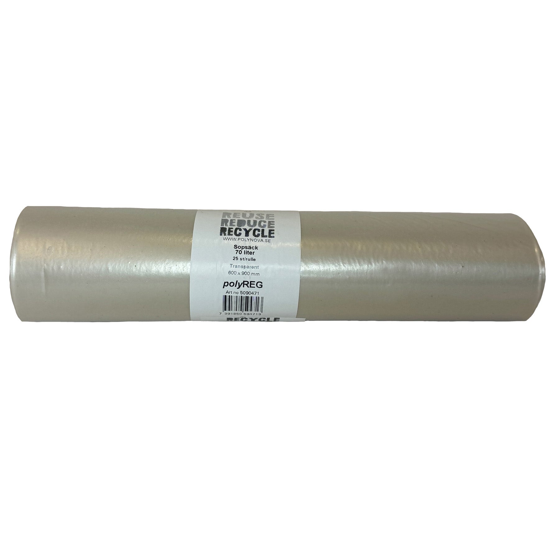 Sopsäck PolyREG 70 liter transparent 30my 6x25 st