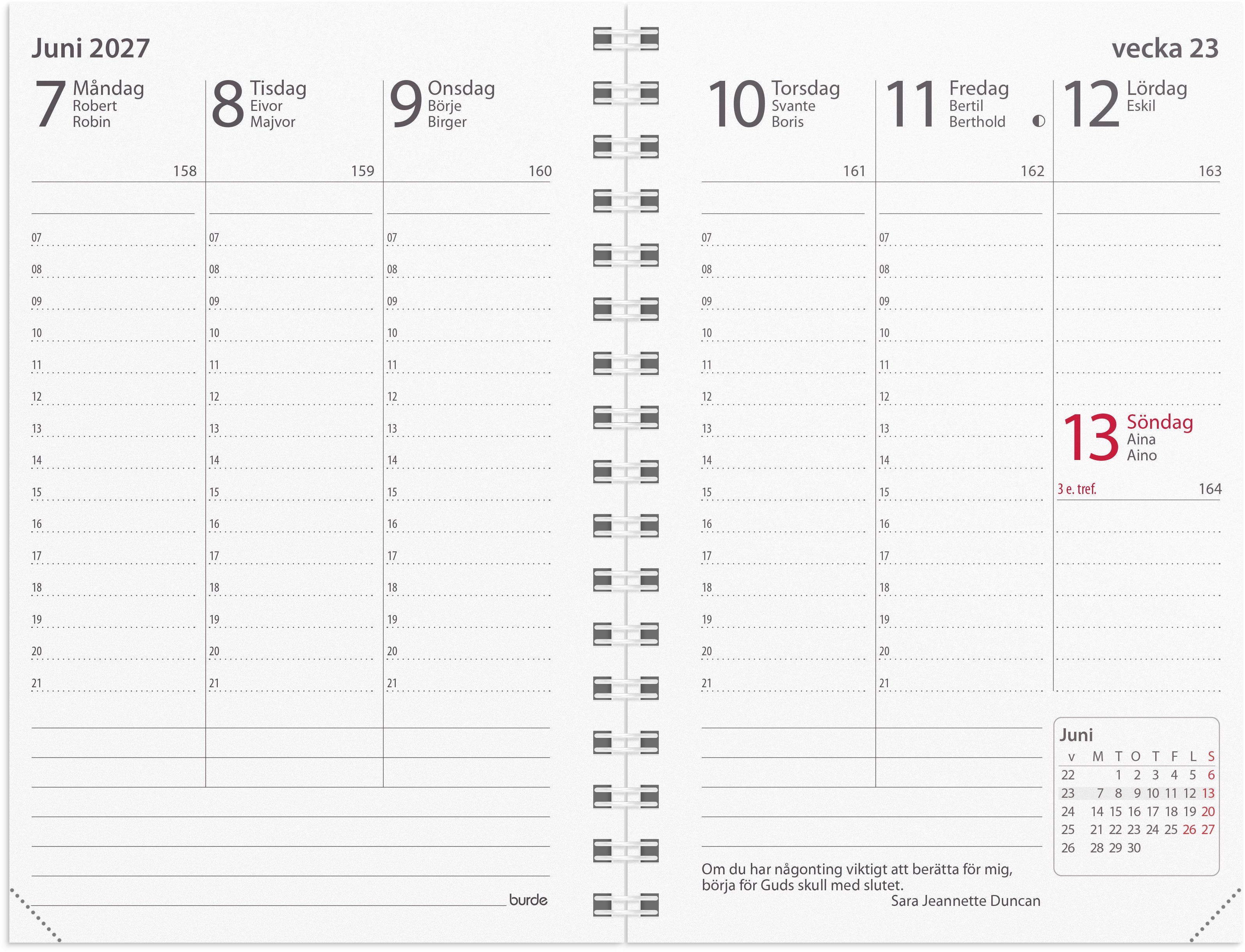 Kalender 2027 Prestige refill Burde