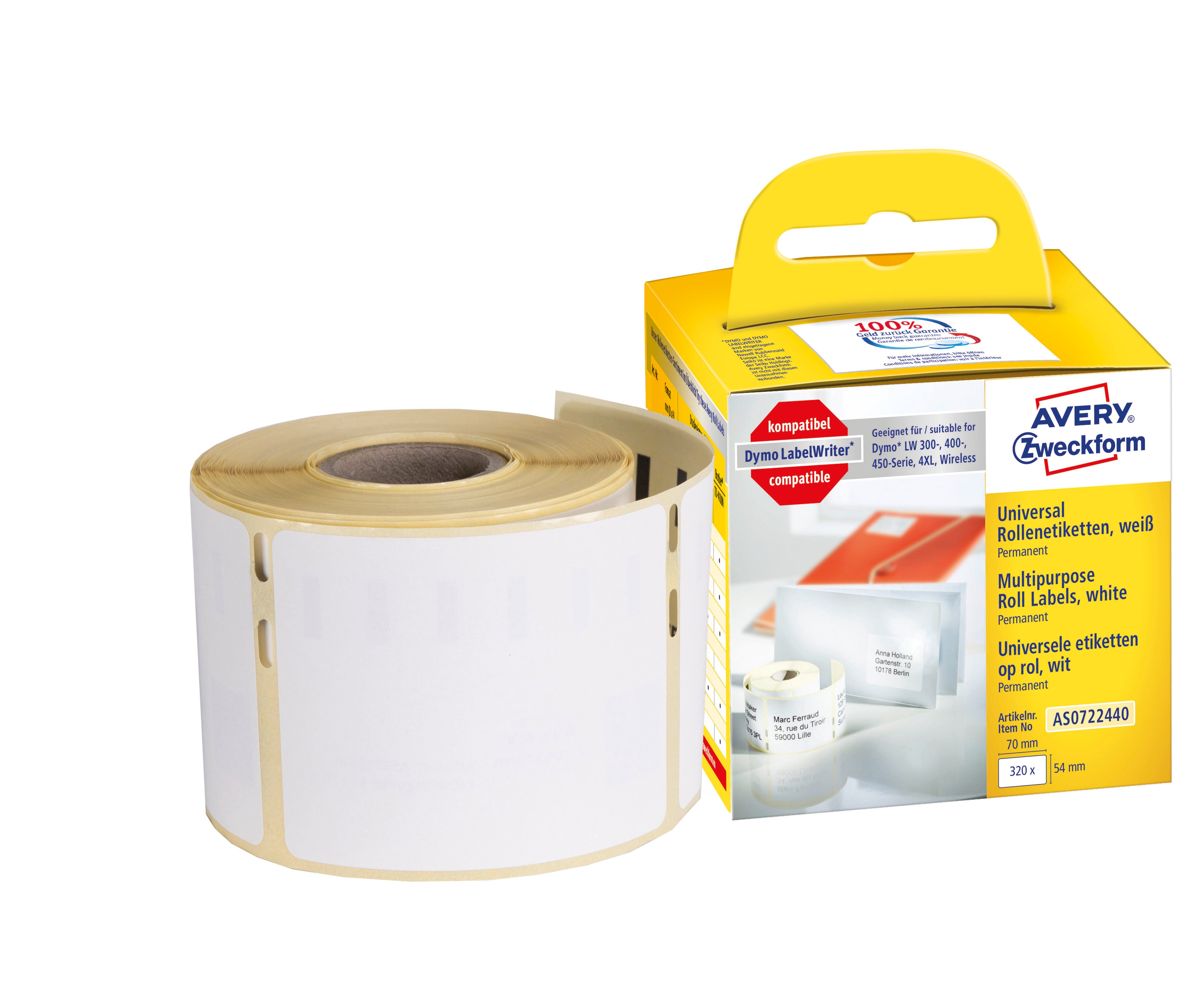 Etikett Avery 70 x 54 mm 320 st/fp