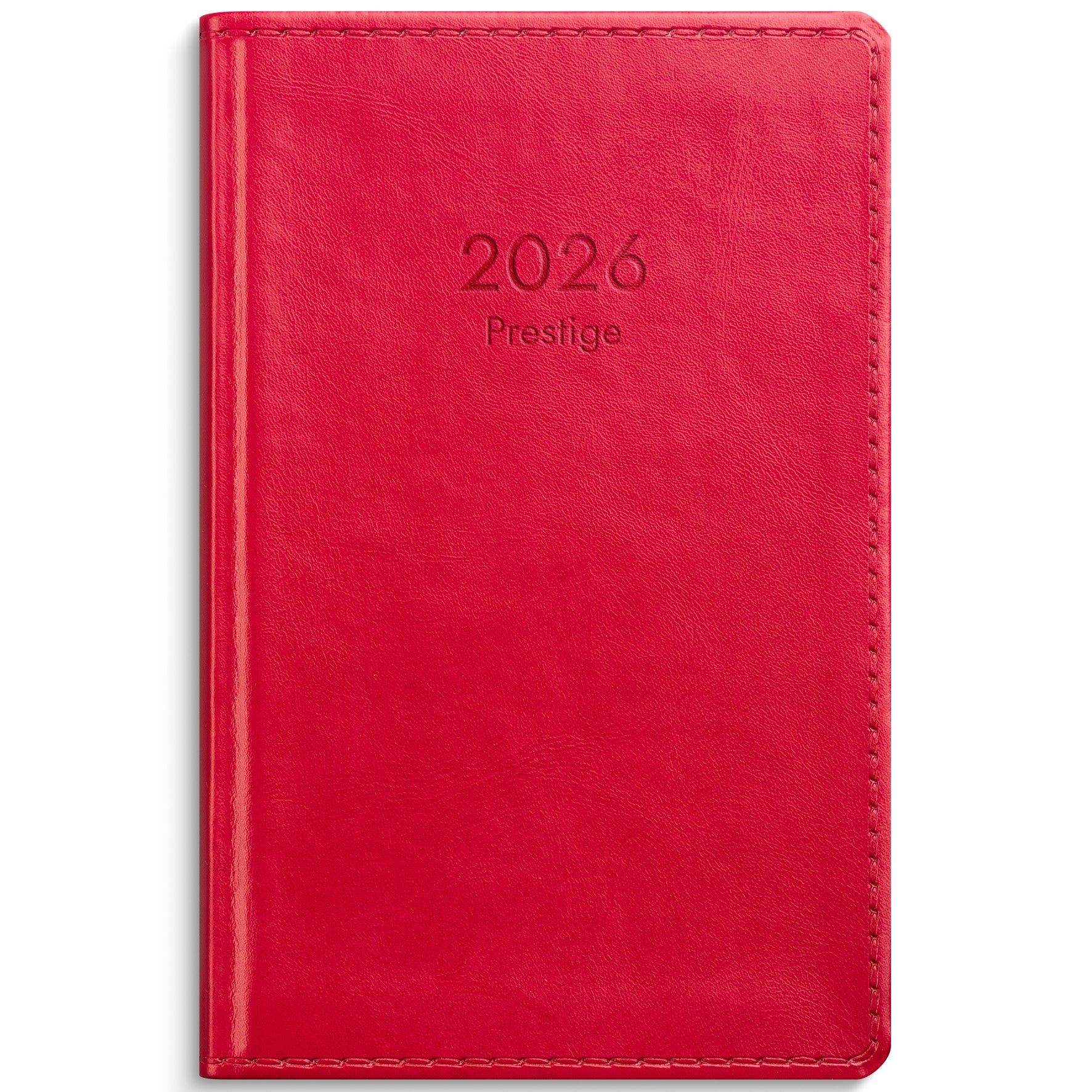Kalender Prestige 2026 röd konstläder