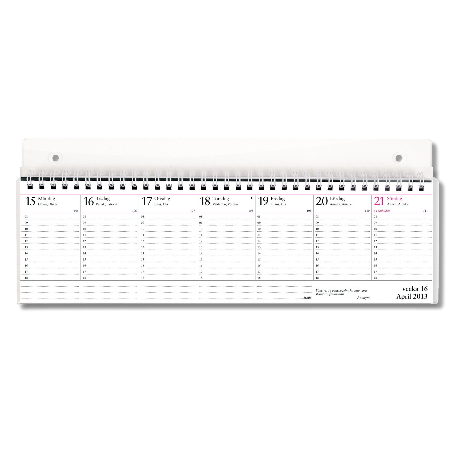 Kalenderställ vägg transparent