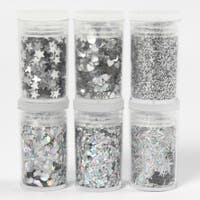 Glittermix biologiskt nedbrytbart silver 6x5g