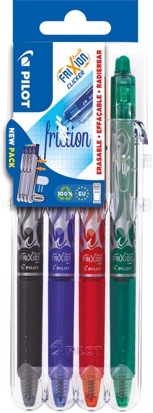 Kulspetspenna Frixion Clicker 07 Mixade färger 4-pack