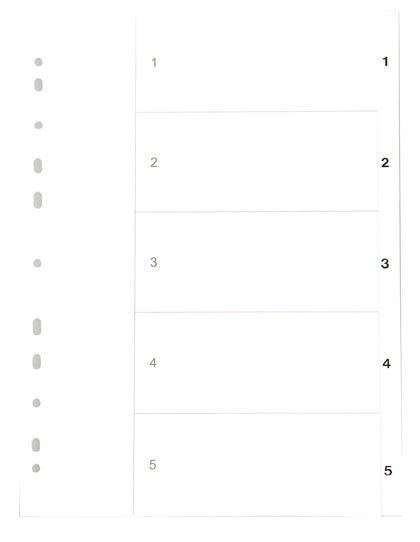 Register vit kartong A4 1-5