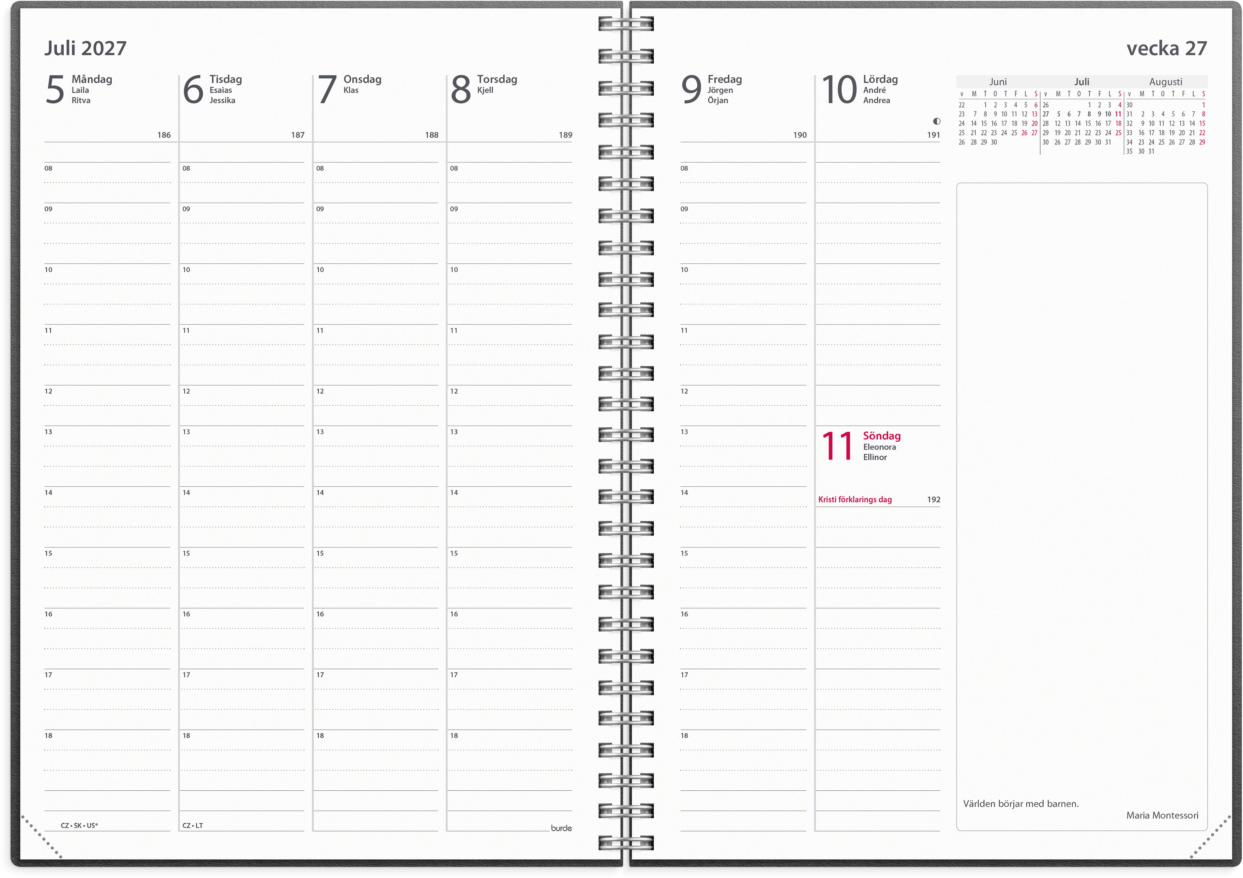 Kalender 2027 Business A5 refill Burde