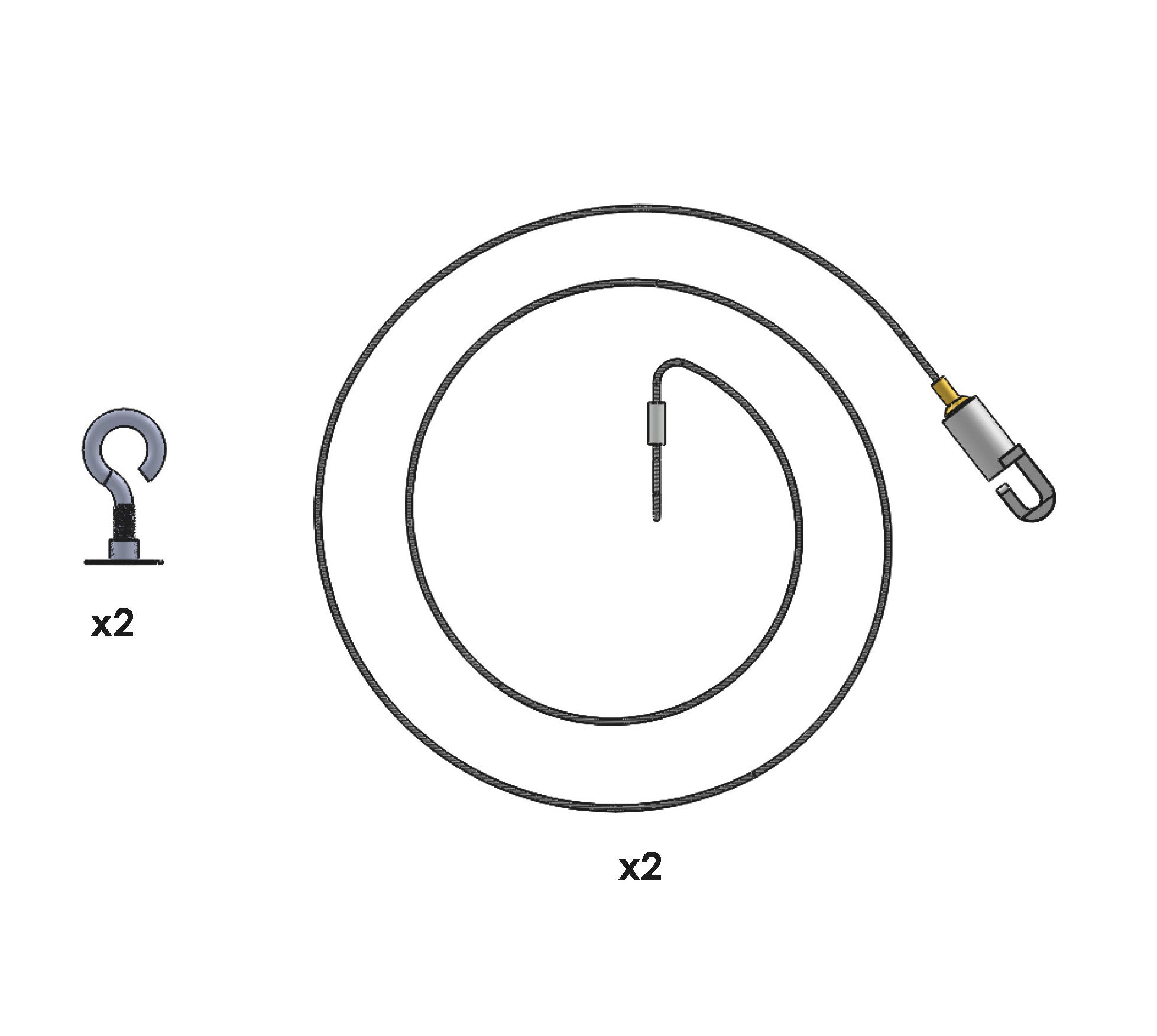 Vajerupphängning till skena 2-pack