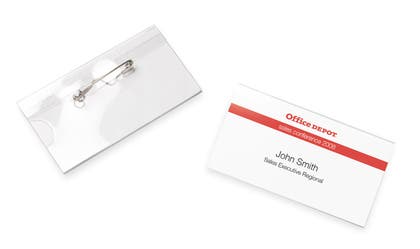 Namnskylt med nål och klämma Office Depot