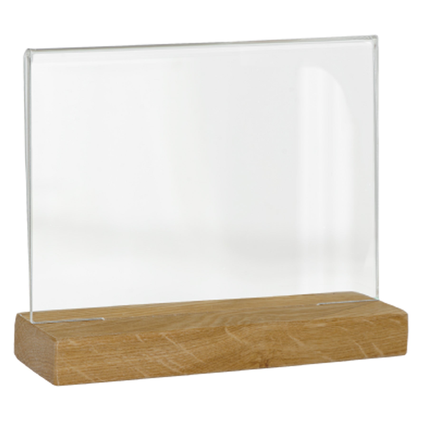 Akrylskylt med träfot A5 liggande