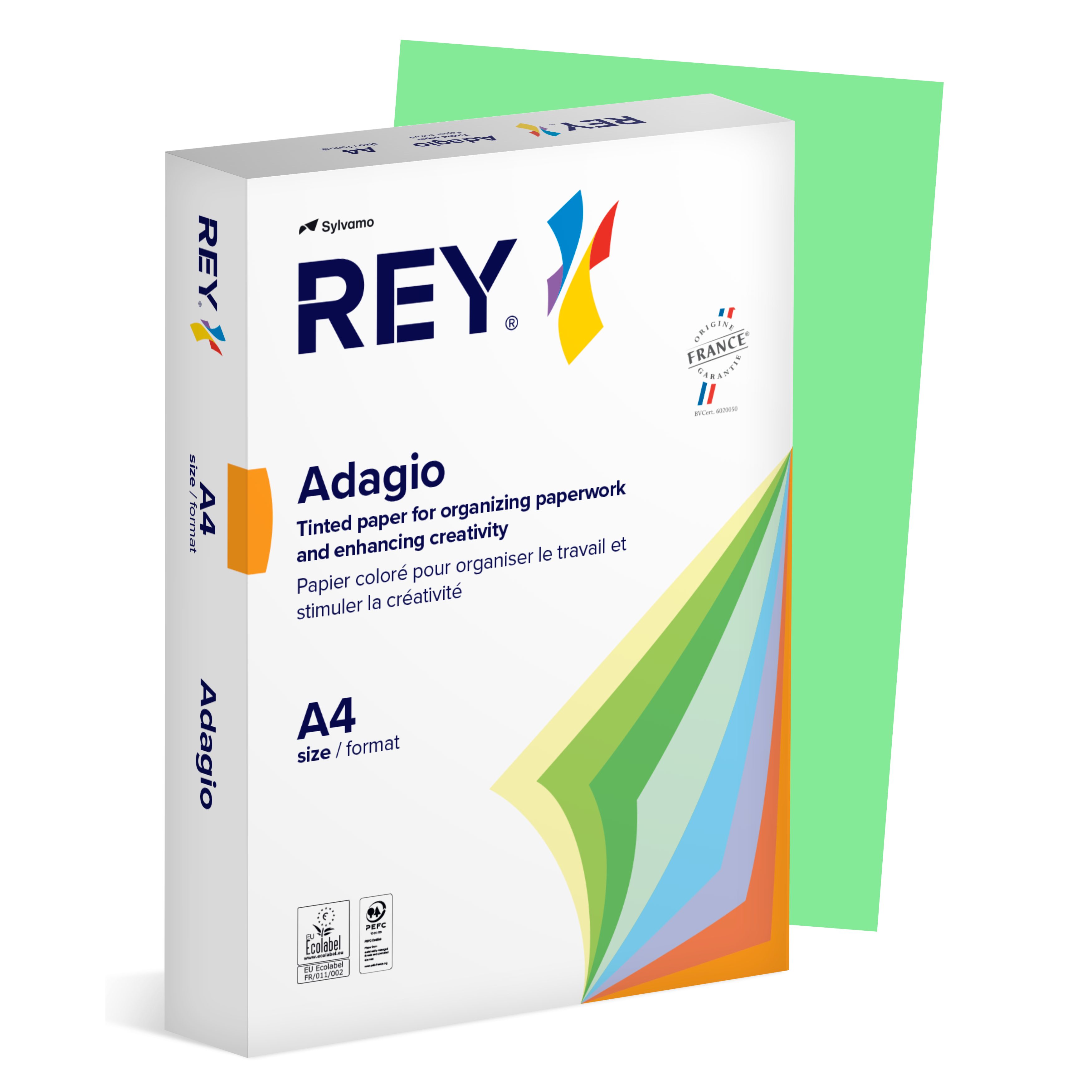 Färgat kopieringspapper Rey Adagio A4 80g 500/fp Leaf Green