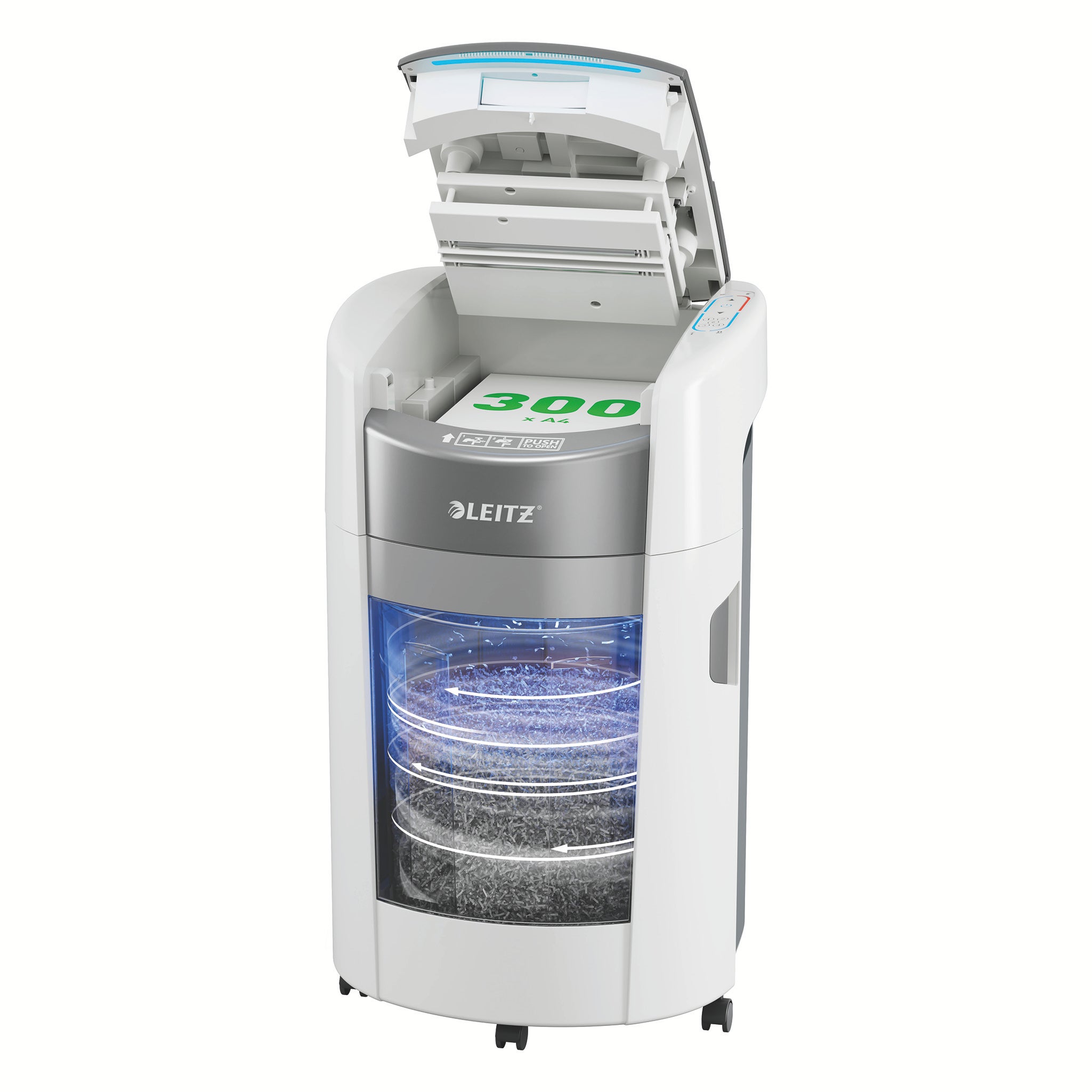 Dokumentförstörare Leitz IQ OptiMax Autofeed 300 P4 Cross Cut