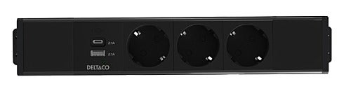 Eluttag under bord 3 strömuttag + USB-A + USB-C kedjekoppling