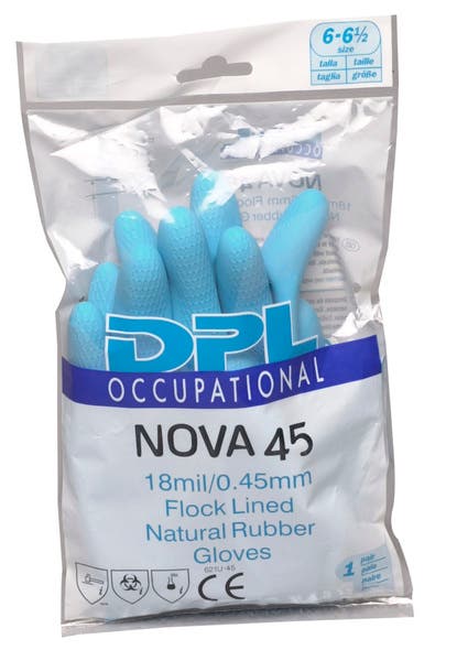 Handske Latex med velour Blå 1 par/fp