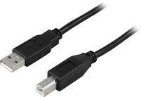 USB-2 kabel A-B svart 5,0 Meter