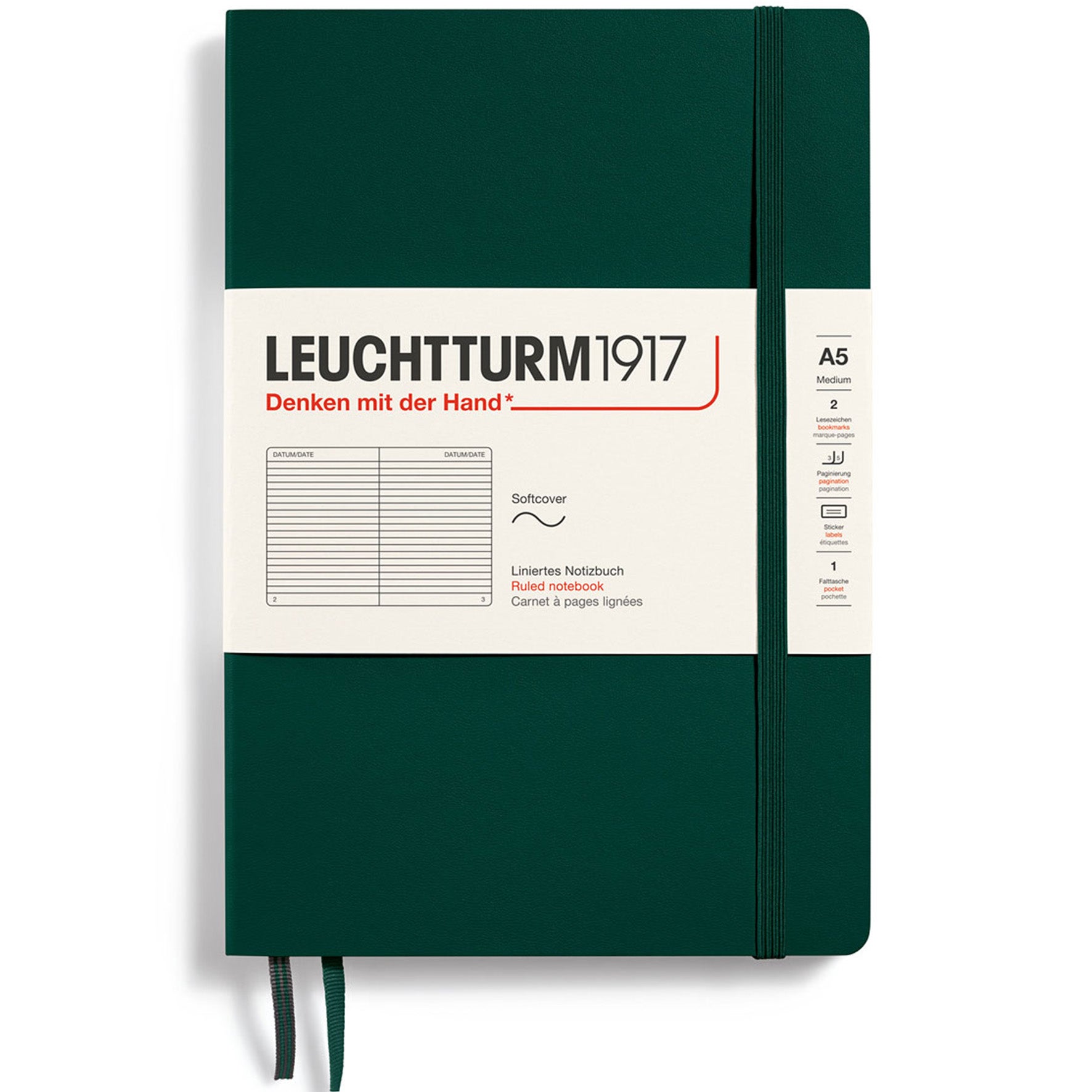 Anteckningsbok A5 soft linjerad Forest green