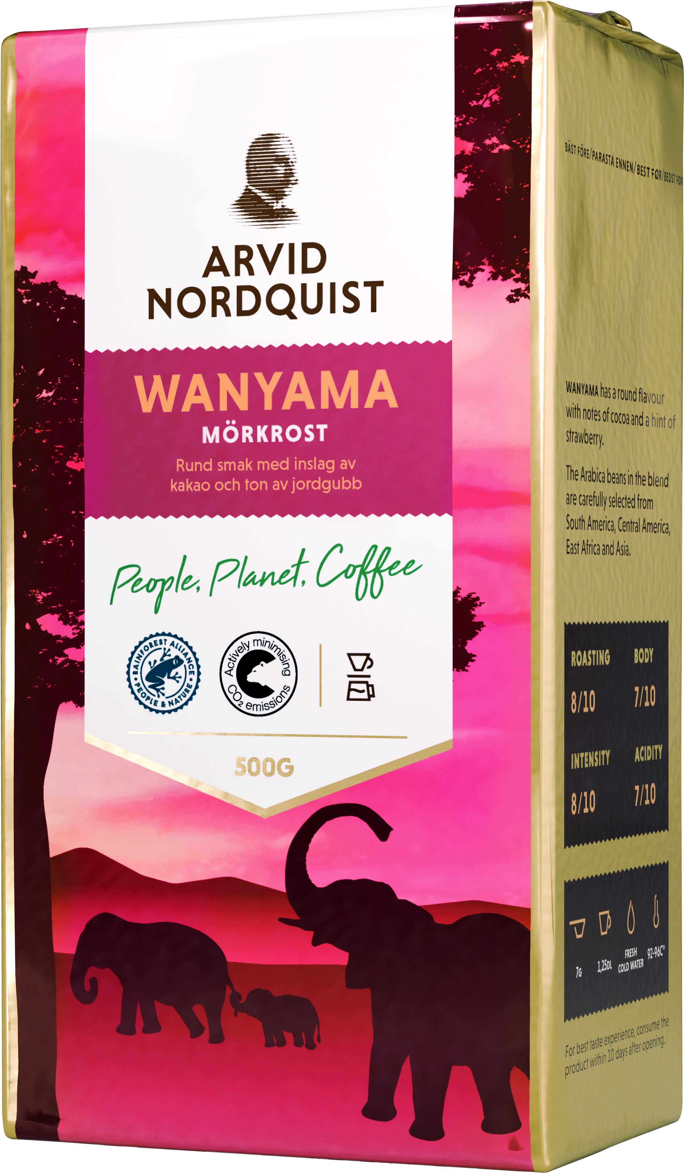 Kaffe Wanyama Malet Mörkrost 500 g