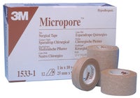 Papperstejp Micropore 2,5 cm x 9,14 meter utan hållare hudfärg