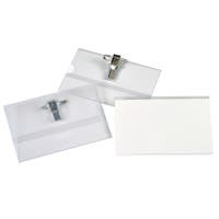 Namnskylt 91x57 mm klämma och nål 50-pack