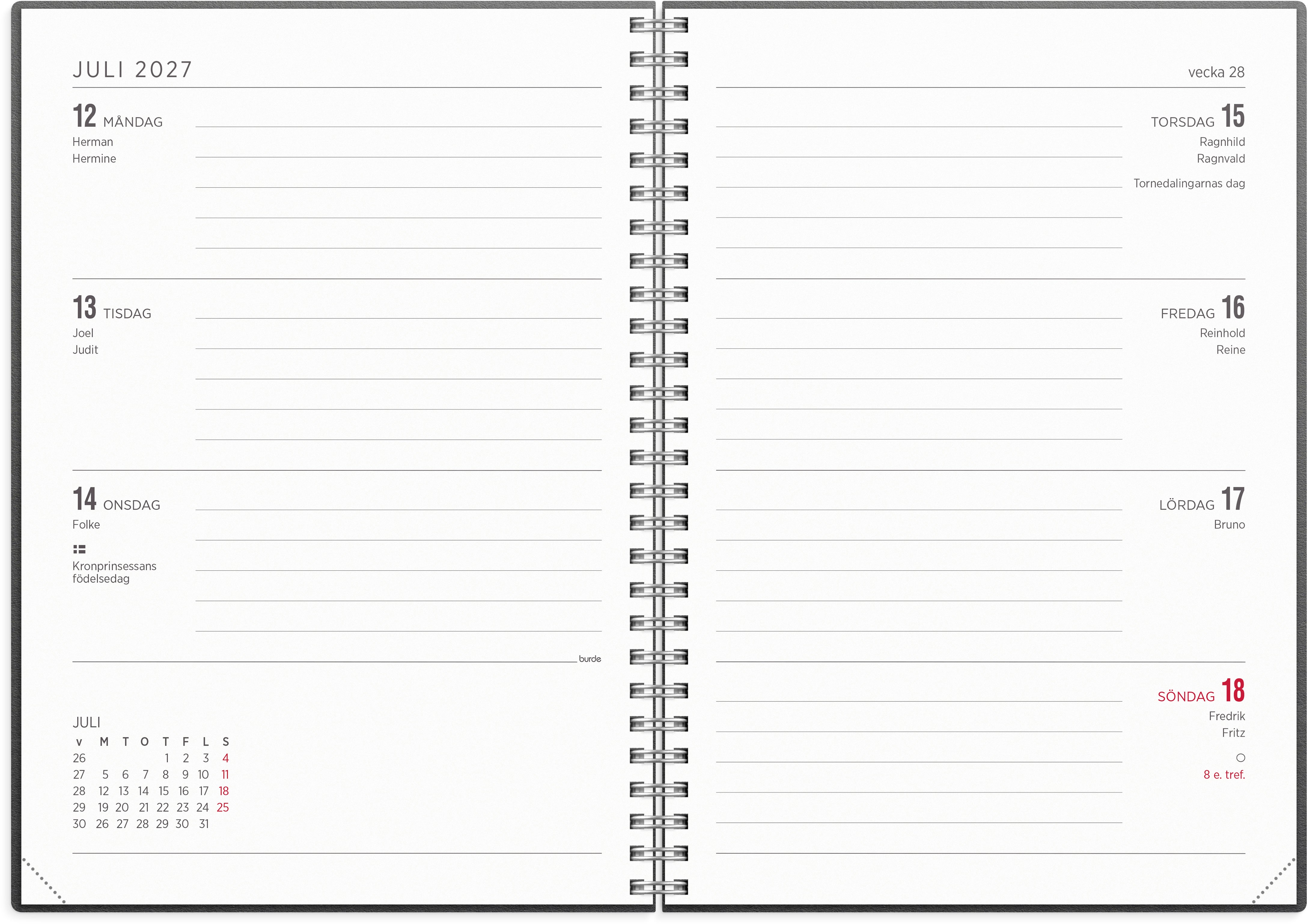 Kalender 2027 Senator A5 refill Burde