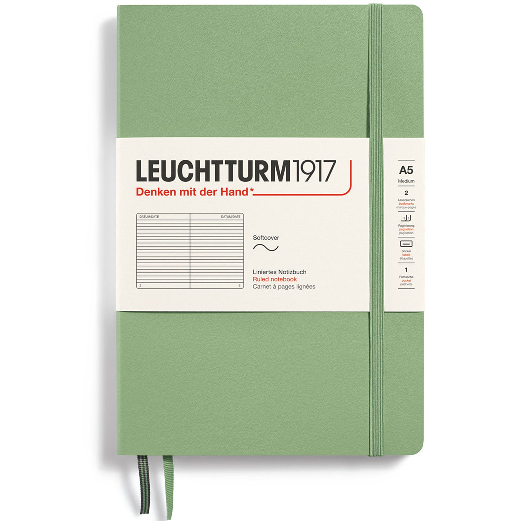 Anteckningsbok A5 soft linjerad Sage