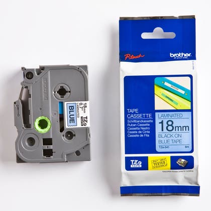 Märkband TZe541 svart/blå 18 mm Brother