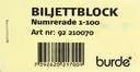 Biljettblock NR 1-100 Gul