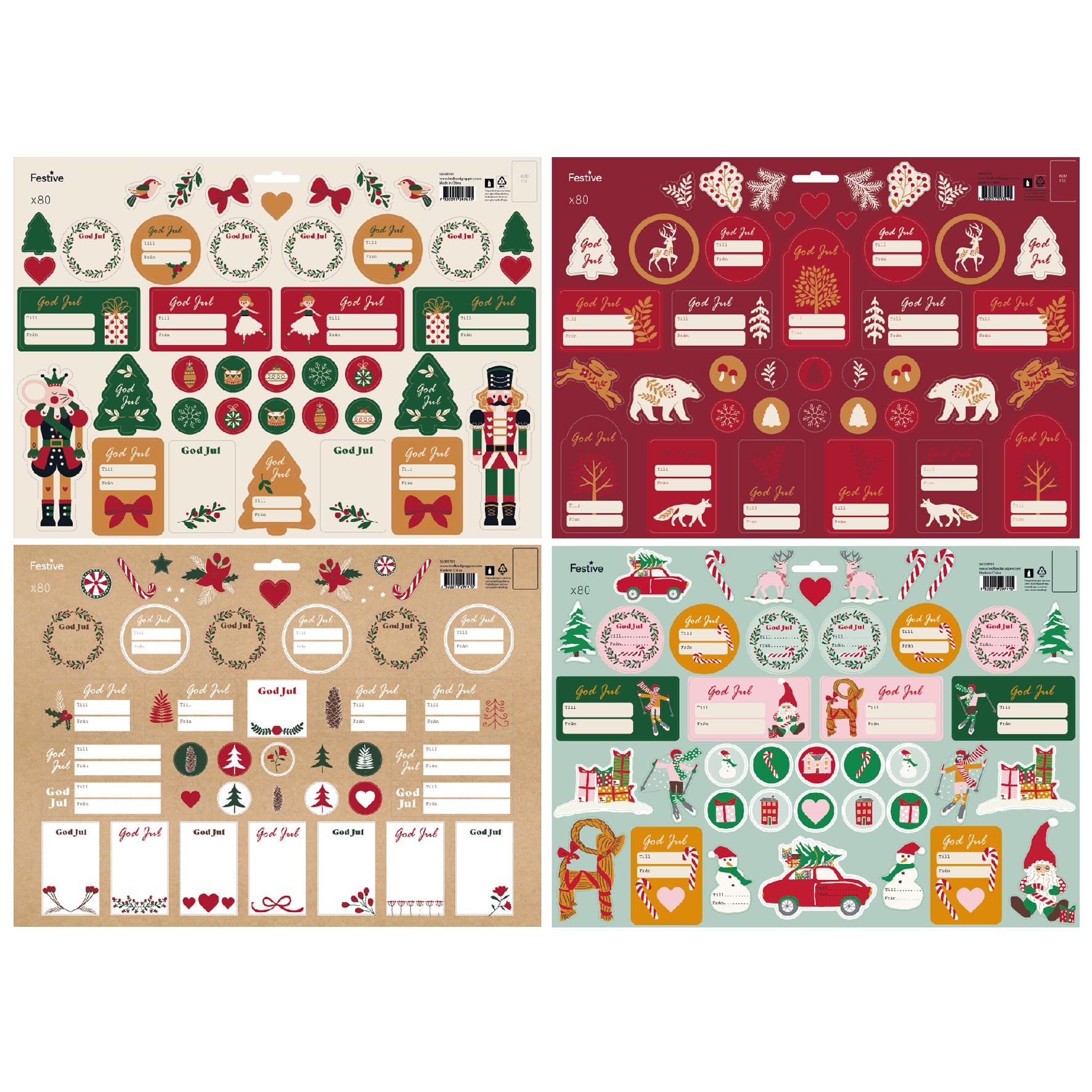 Juletiketter 80-pack, 36x26 cm