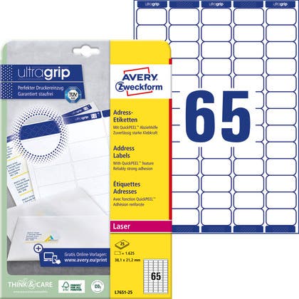 Adressetiketter QuickPEEL och Ultragrip Avery
