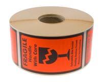 Etikett Fragile Handle With Care 1000 etiketter/rulle
