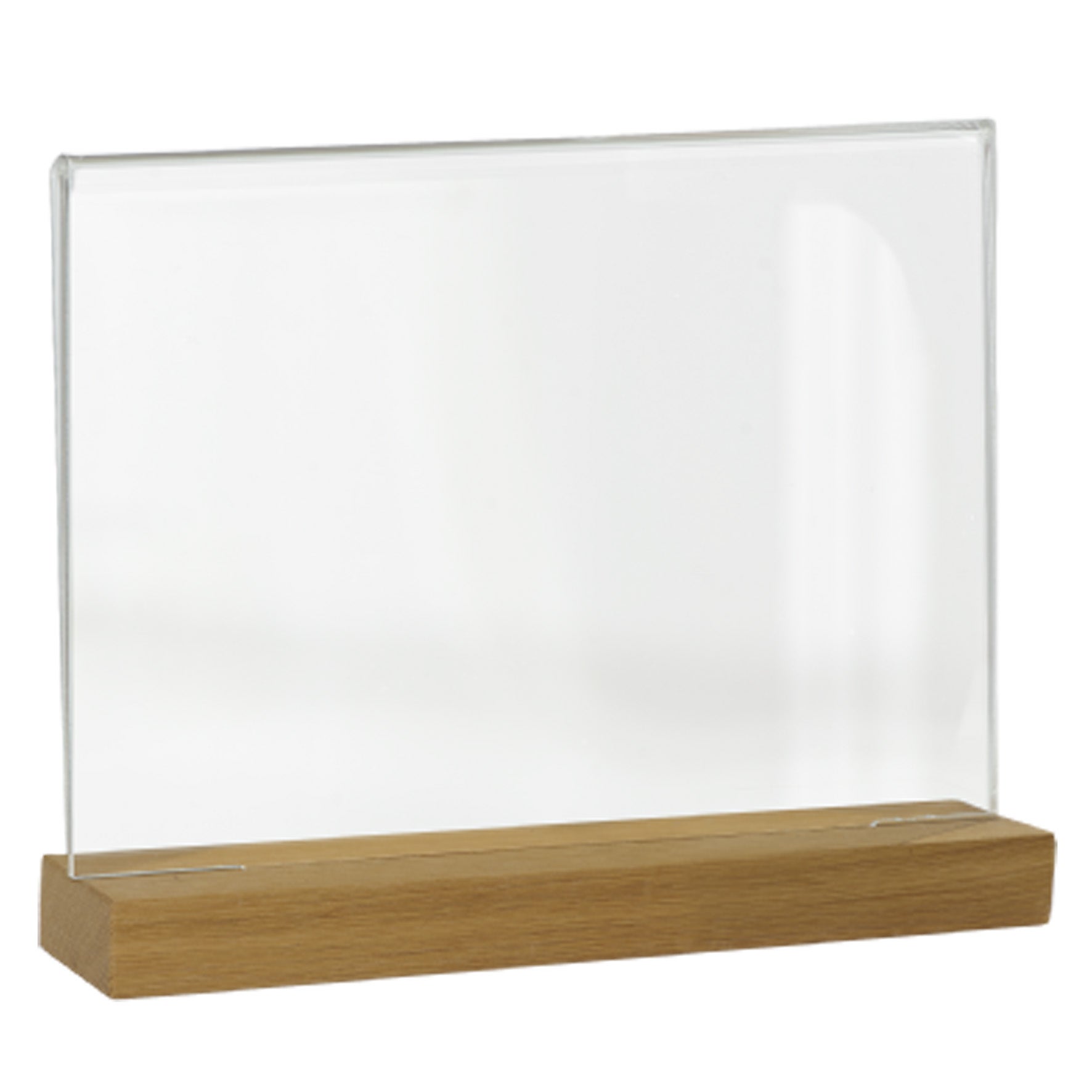 Akrylskylt med träfot A4 liggande