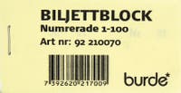 Biljettblock NR 1-100 Gul