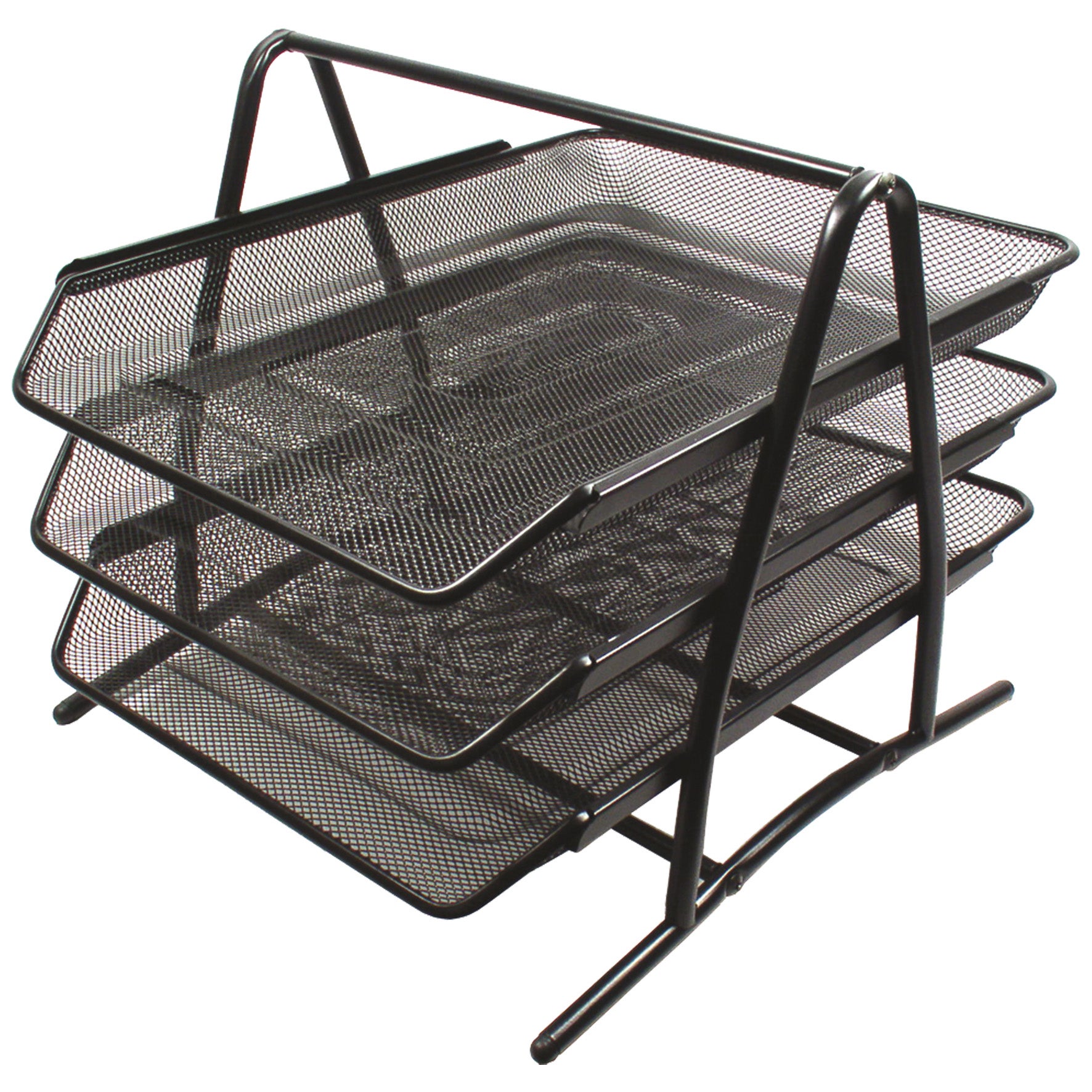 Brevkorg Tråd 3 fack svart metall