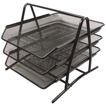 Brevkorg Tråd 3 fack svart metall