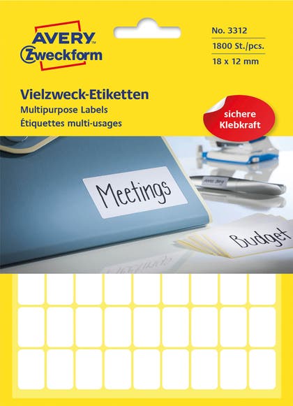 Märketiketter vit Avery