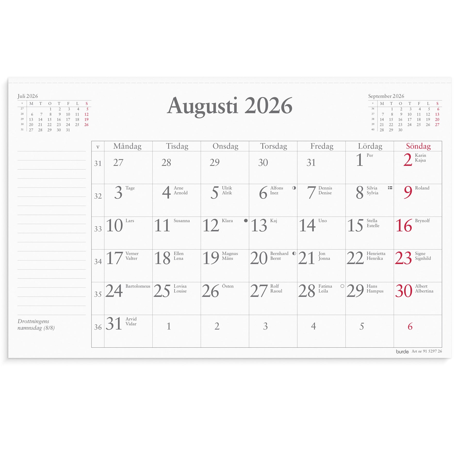 Månadsblock 240x152 mm 2026