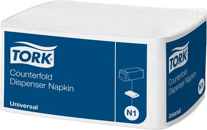 Dispenserservett Counterfold 30 x 33 cm N1 vit Tork
