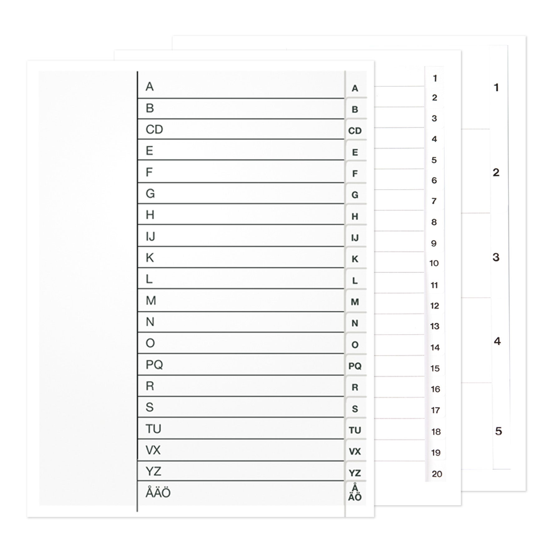 Register i kartong vit A4