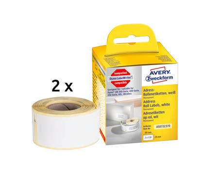 Etiketter Avery AS0722370 89 x 28 mm 2 x 130 st/fp