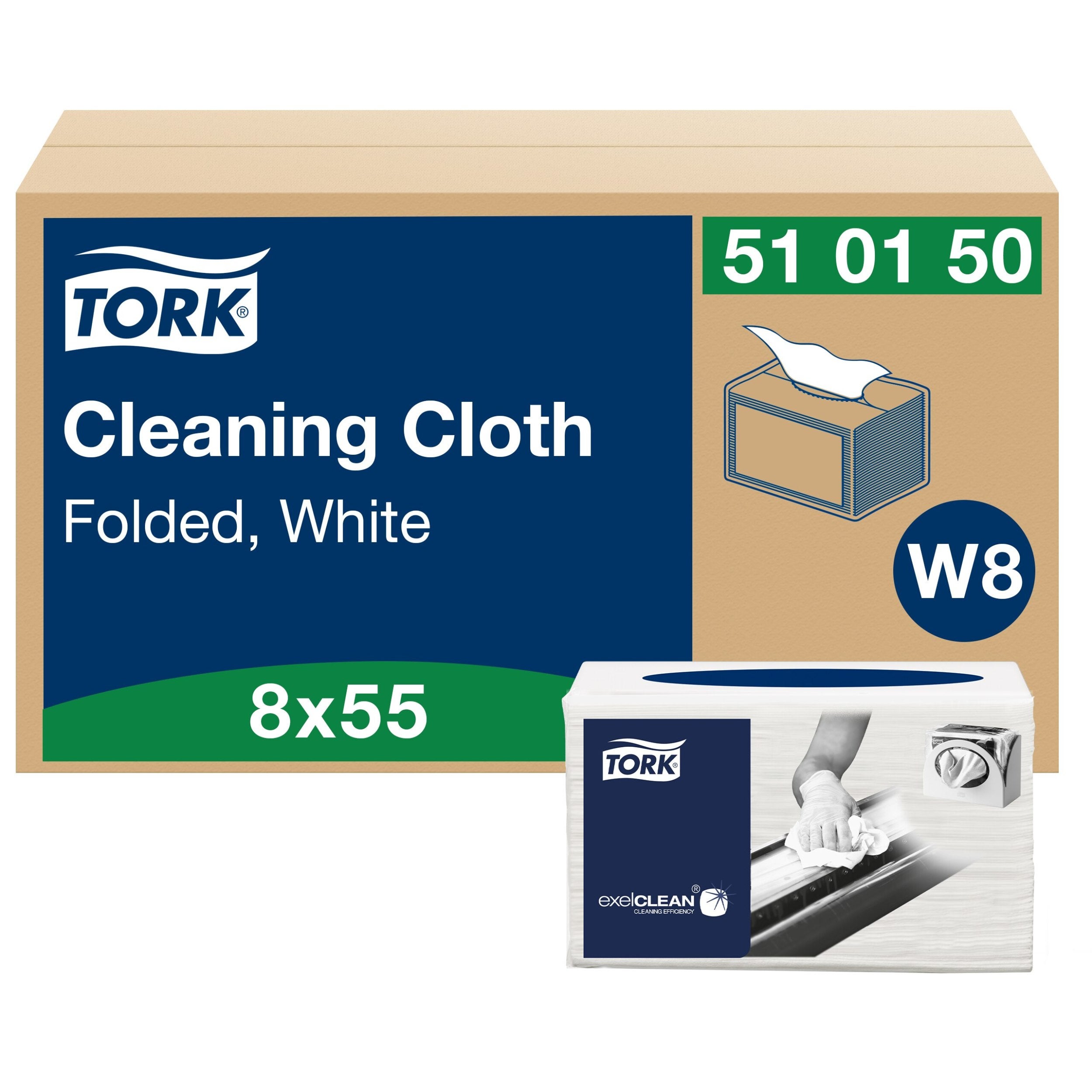 Rengöringsduk Mjuk Tork W8 55-pack vit