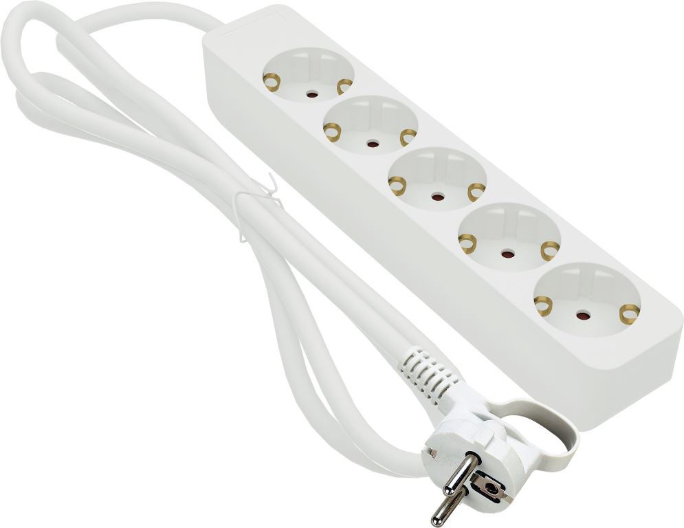 Grenuttag 5-vägs Jordad 1 Meter Vit