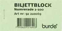 Biljettblock NR 1-100 Grön